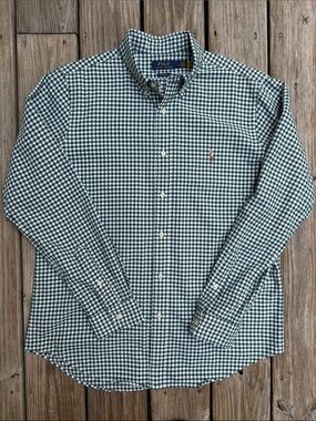 POLO RALPH LAUREN | Green Gingham Preppy Button Down Classic Fit Shirt | Size L